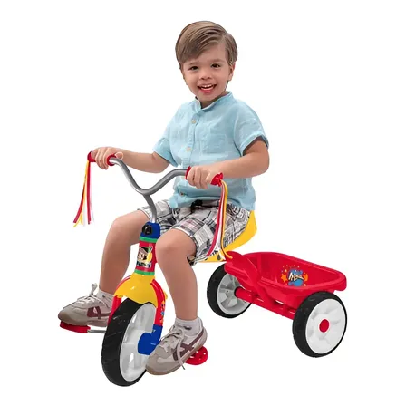 Triciclo Apache Amarillo Con Cajuela Roja Color Rojo