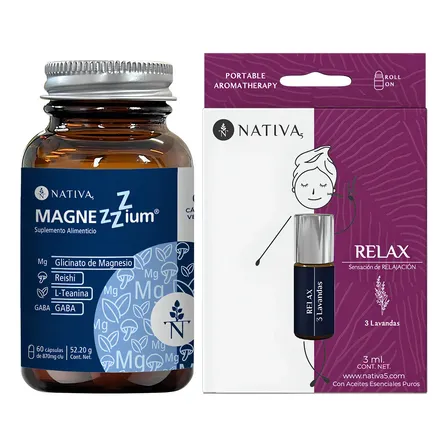 Magnezzzium + Roll On Lavanda | Glicinato De Magnesio Quelado + Hongo Reishi + L-teanina + Gaba | Suplemento Natural... Sin Sabor