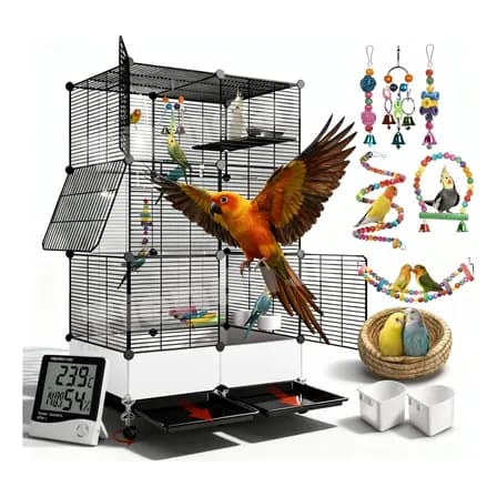 Jaula De Pájaros Móvil Jaula De Loros Jaula Decanarios Reloj