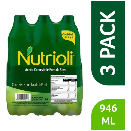 Aceite De Soya Nutrioli 946ml 3 Piezas