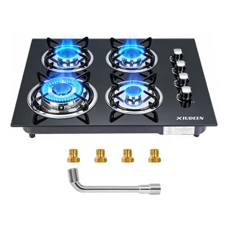 Parrilla De Gas Empotrables Estufas De Gas 4 Quemadores Vidrio Templado Estufa De Mesa Color Negro Gas Lp/gas Natural Xiudeen