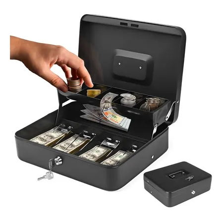 Caja Fuerte De Metal Para Billetes Y Monedas Con Cerradura Color Negro