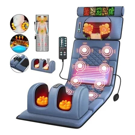 Masajeador Colchón Masajeador 10 Motores 5 Modo Termoterapia Xselcouth Colchoneta Masajeadora Electrica 5 En 1 Con Masaje De Pies,para Todo El Cuerpo Azul