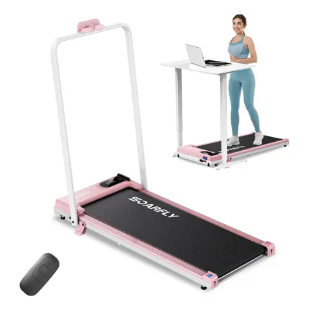 Caminadora Eléctrica 14km Portátil Con Control Remoto 3.5hp Rosa