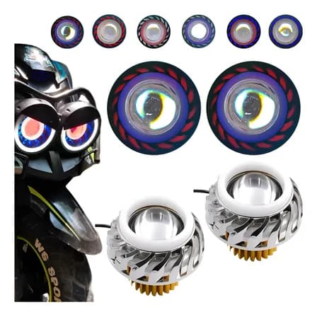 Kit 2pz Faro Ojo Angel Y Demonio Lupa Led Moto Auto Turbina