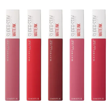 Pack X5 Labiales Liquidos Matte Maybelline De Larga Duración Superstay Matte Ink Rojo