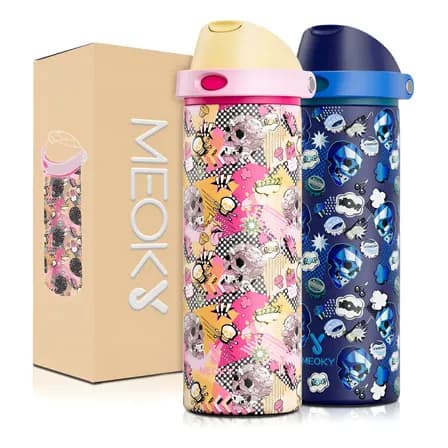 Meoky Vaso Térmico Con Pajita 2 En 1 Y Tapa 24oz Calaveras