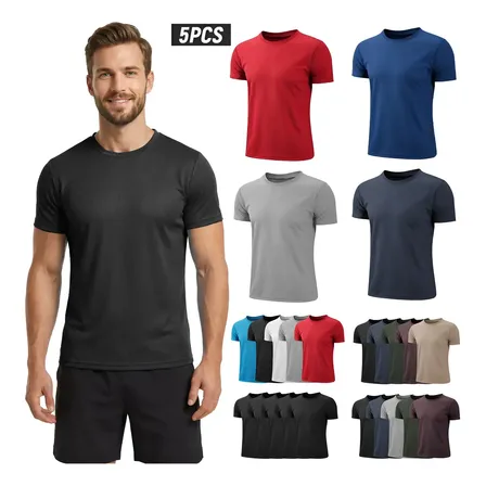 5pzs Playeras Hombre Deportivas Secado Rápido Gym Y Correr