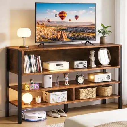 Furrific Mueble Para Tv Moderno 110cm, Mesa De Tv Con 3 Repisas, Mueble Para Tv Minimalista Para 40-50 Pulgadas Marrón