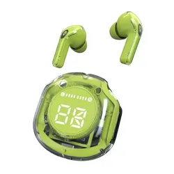 Audífonos Bluetooth 5.3 Auriculares Inalámbrico In-ear Con Pantalla Digital Color Verde con Luz Led