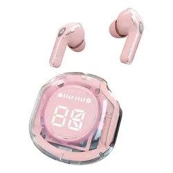 Audífonos Bluetooth 5.3 Auriculares Inalámbrico In-ear Con Pantalla Digital Color Rosa con Luz Led