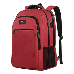 Mochila Para Laptop De 15.6 Pulgadas, Mochila De Viaje Para Laptop, Con Puerto Carga Usb, Ideal Para Negocios, Mejor Mochila Para Escolar, Antirrobo Matein 1007 Color Rojo