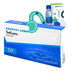Lentes de Contacto SofLens 59 Bausch + Lomb Graduados con Estuche y Solución Kit Marca Optioutlet Para Hipermetropia +2.75