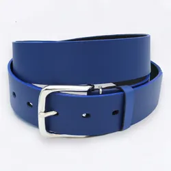 Tuxcinturones Cinturón De Vestir Piel Recuperado Medidas Color Azul Rey Liso Talla 34