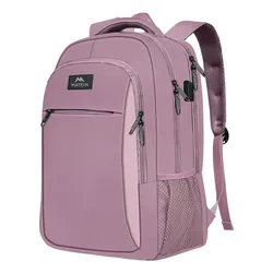 Mochila para portátil de 15.6 pulgadas, mochila de viaje para portátil, con puerto de carga USB, color violeta oscuro